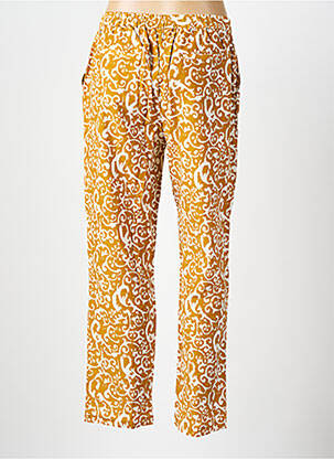Pantalon droit tissage popeline taille haute jaune BELLA JONES femme