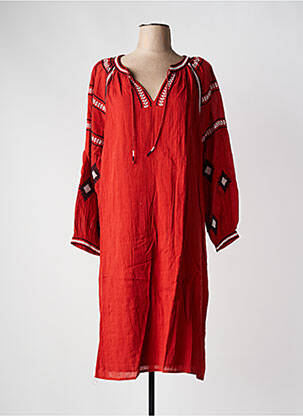 Robe mi-longue manches longues manches longues orange HARTFORD femme