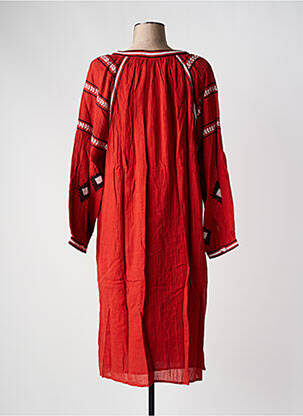 Robe mi-longue coupe fluide manches longues orange HARTFORD femme
