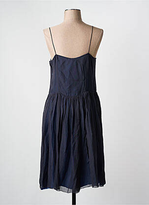Robe mi-longue col v fines bretelles bleu BELLEROSE femme
