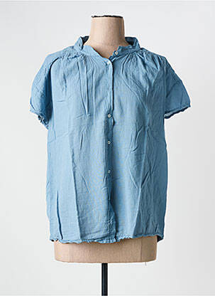 Blouse tissage popeline manches courtes bleu HARTFORD femme