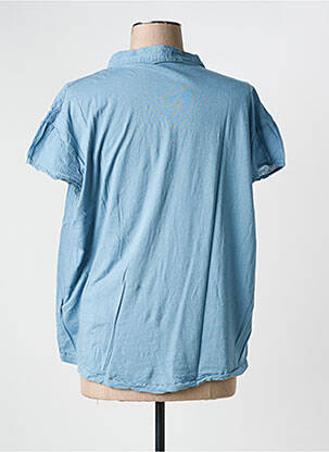 Blouse tissage popeline manches courtes bleu HARTFORD femme