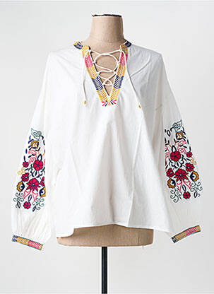 Blouse poignets boutonnés avec fente manches longues blanc HARTFORD femme