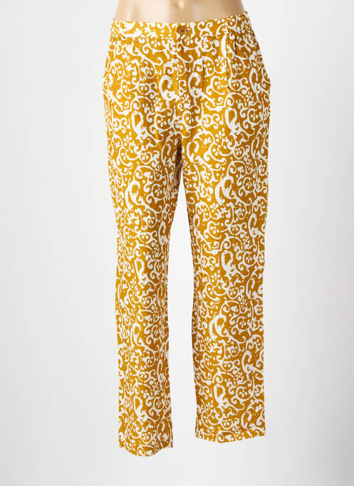 Pantalon droit tissage popeline taille haute jaune BELLA JONES femme