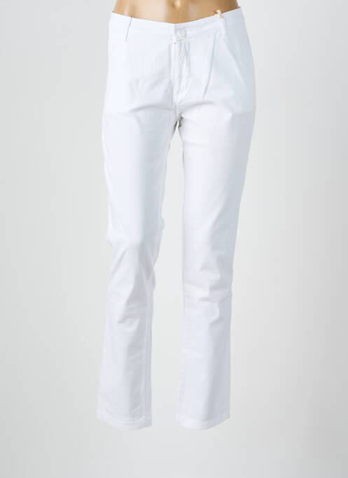 Pantalon chino fermeture zippée sous rabat boutonné taille normale blanc HARTFORD femme