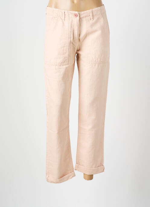 Pantalon droit tissage crêpe taille normale rose HARTFORD femme