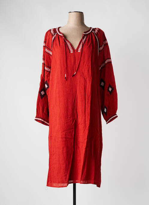 Robe mi-longue manches longues manches longues orange HARTFORD femme