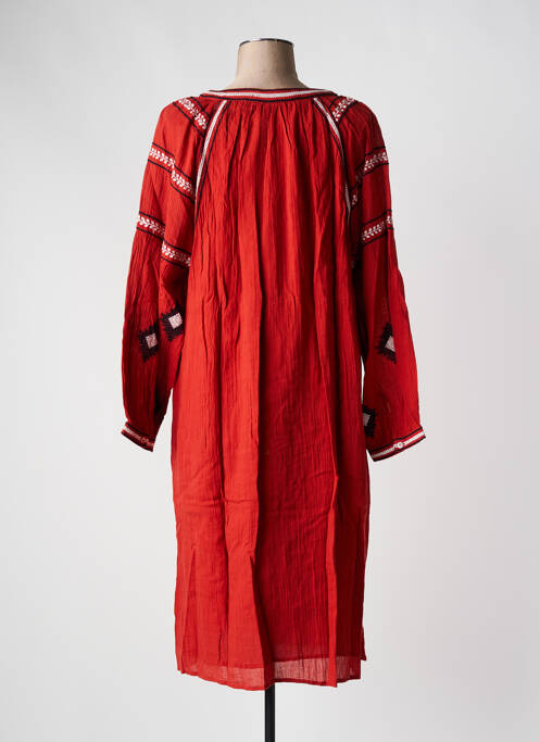 Robe mi-longue manches longues manches longues orange HARTFORD femme