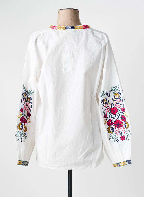 Blouse tissage popeline manches longues blanc HARTFORD femme