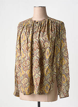 Blouse tissage popeline manches longues marron LAURENCE BRAS femme