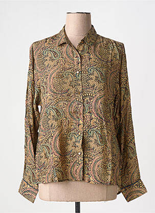 Chemisier tissage crêpe manches longues marron SWILDENS femme