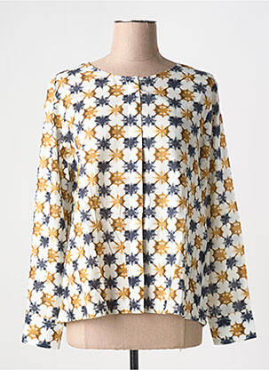Chemisier imprimé fantaisie manches longues beige CHLOÉ STORA femme