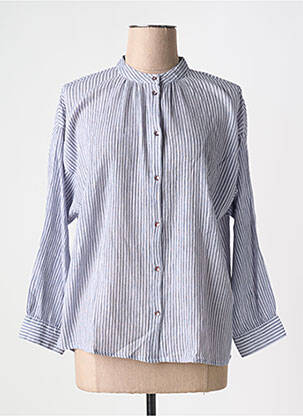 Chemisier tissage crêpe manches longues bleu HOD femme