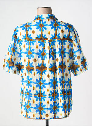 Chemisier imprimé fantaisie manches courtes bleu CHLOÉ STORA femme