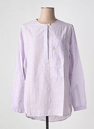 Blouse tissage popeline manches longues violet LAURENCE BRAS femme