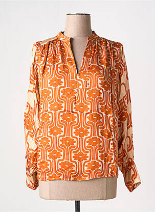 Blouse imprimé fantaisie manches longues orange BELLA JONES femme