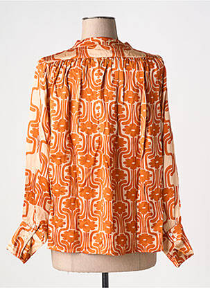 Blouse imprimé fantaisie manches longues orange BELLA JONES femme