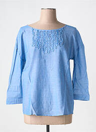 Blouse col rond manches 3/4 bleu LEON & HARPER femme