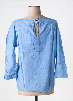 Blouse tissage popeline manches 3/4 bleu LEON & HARPER femme