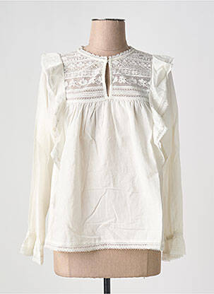 Blouse tissage popeline manches longues blanc STELLA FOREST femme