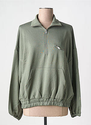 Sweat-shirt col camionneur manches longues vert SECOND FEMALE femme