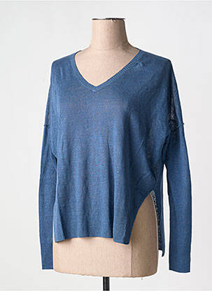Pull coupe cintrée manches longues bleu BELLA JONES femme