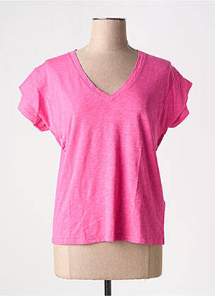 T-shirt col v manches courtes rose BA&SH femme