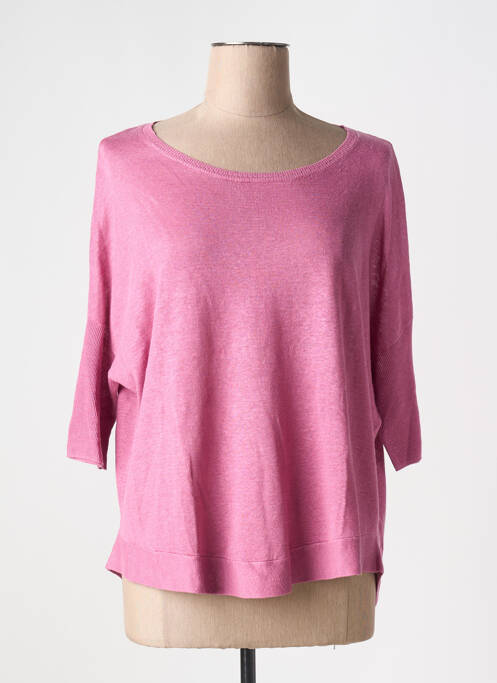 Pull col rond manches 3/4 rose BELLA JONES femme