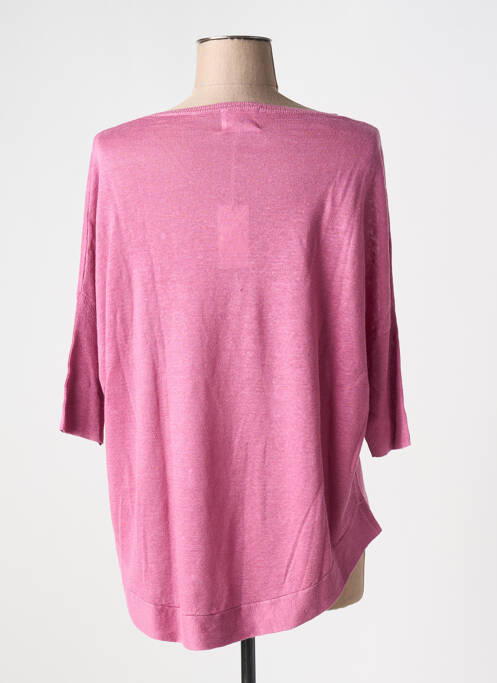 Pull col rond manches 3/4 rose BELLA JONES femme