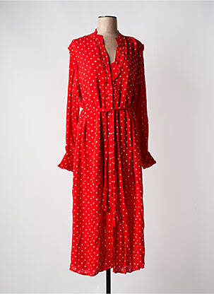 Robe longue tissage crêpe manches longues rouge ESSENTIEL ANTWERP femme