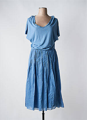 Robe longue manches courtes manches courtes bleu POMANDERE femme