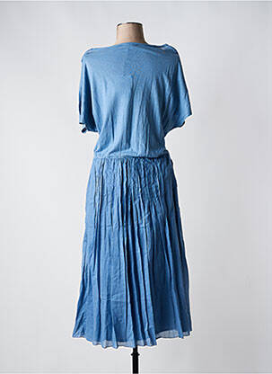 Robe longue manches courtes manches courtes bleu POMANDERE femme