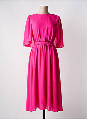 Robe longue tissage crêpe manches 3/4 rose ESSENTIEL ANTWERP femme