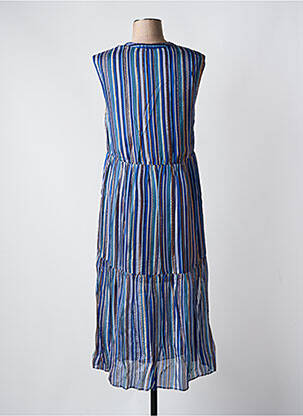 Robe mi-longue coupe fluide sans manche bleu SET femme