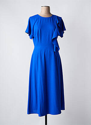 Robe mi-longue tissage crêpe manches courtes bleu ESSENTIEL ANTWERP femme
