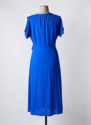 Robe mi-longue tissage crêpe manches courtes bleu ESSENTIEL ANTWERP femme