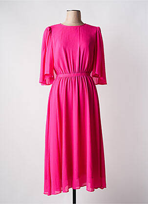 Robe longue tissage crêpe manches 3/4 rose ESSENTIEL ANTWERP femme
