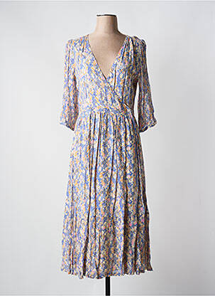 Robe longue tissage crêpe manches 3/4 beige SECOND FEMALE femme