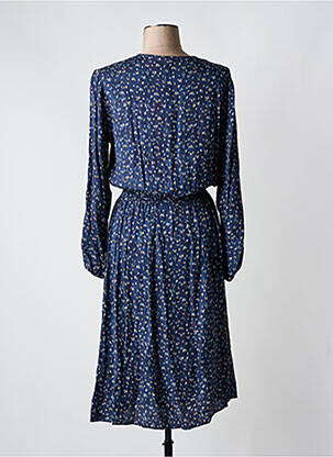 Robe mi-longue imprimé fantaisie manches longues bleu BELLEROSE femme