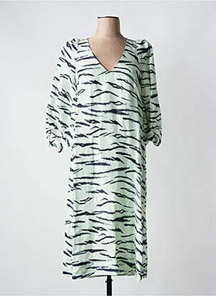 Robe mi-longue manches 3/4 manches 3/4 vert SECOND FEMALE femme
