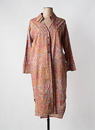 Robe mi-longue manches longues manches longues orange HOD femme