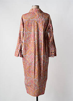 Robe mi-longue manches longues manches longues orange HOD femme
