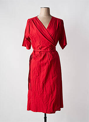 Robe mi-longue manches courtes manches courtes rouge HARTFORD femme