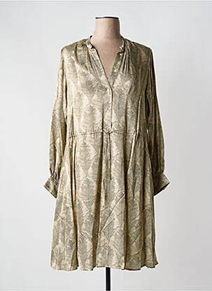 Robe mi-longue coupe fluide manches longues beige HARTFORD femme