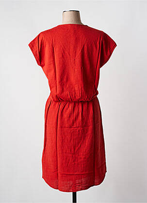 Robe mi-longue imprimé fleurs manches courtes orange HARTFORD femme