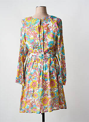 Robe mi-longue imprimé fleurs manches longues jaune ESSENTIEL ANTWERP femme