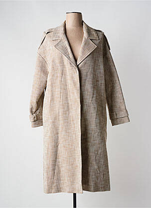 Manteau long coupe droite sans capuche beige SWILDENS femme