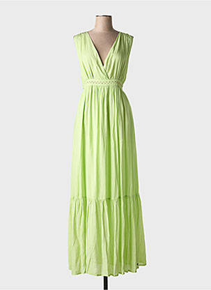 Robe longue coupe cintrée fines bretelles vert SCOTCH & SODA femme