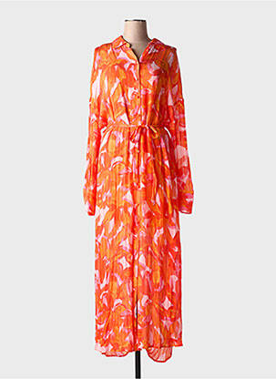 Robe longue manches longues manches longues orange FABIENNE CHAPOT femme