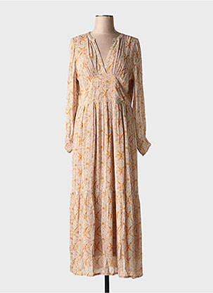 Robe longue manches longues manches longues beige INDI & COLD femme